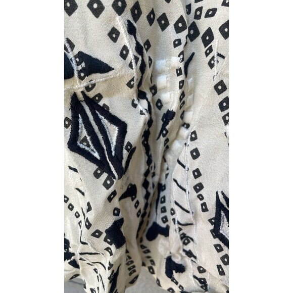 Tintoretto Shift Geo Printed Embroidered Peter Pan Mini Dress S - Picture 2 of 5